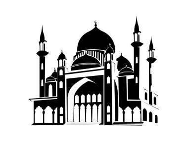 Cami silueti vektörü arkaplan Ramazan kareemini izole et