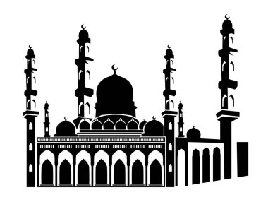 Cami silueti vektörü arkaplan Ramazan kareemini izole et