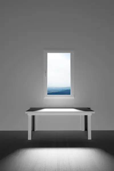 Leerer Raum Mit Fenster Minimalismus Rendering — Stockfoto