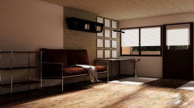 Çatı katının bir kısmı, 3D görüntüleme.