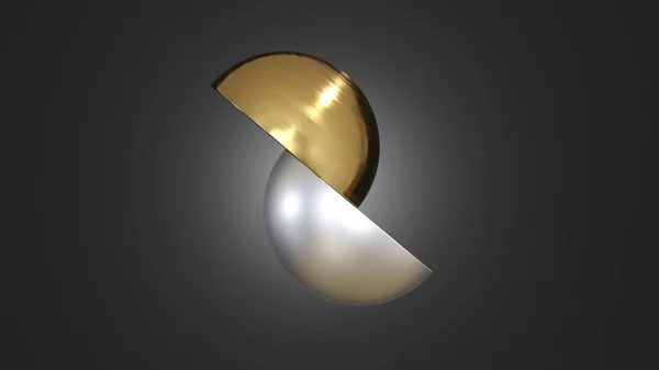 Gold Silver Sphere Tvar Geometrie Řezu Koncept Vykreslení Návrh Koncepce — Stock fotografie