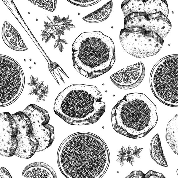 Морепродукты Фон Ресторана Пальца Меню Питания Дизайн Ручные Эскизы Консервированной — стоковый вектор
