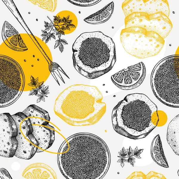 Fondo Mariscos Para Restaurante Diseño Menú Comida Para Dedos Bocetos — Vector de stock