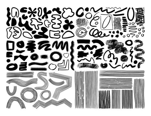Kollektion Künstlerischer Gestaltungselemente Vektorformen Linien Pinsel Wellen Und Abstrakte Objekte — Stockvektor