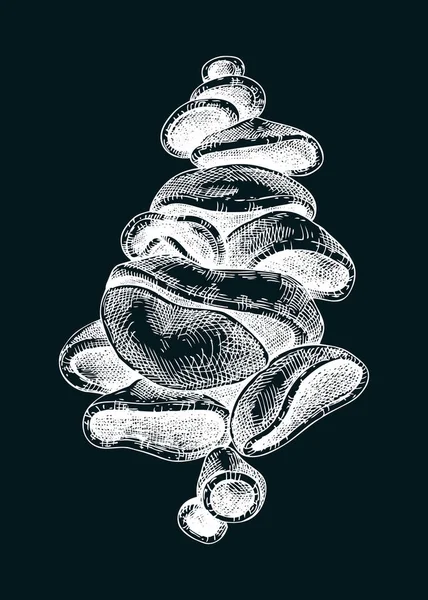 스케치 먹음직 스러운 곰팡이 단백질 균사체 식물성 디자인 버섯그리기 — 스톡 벡터
