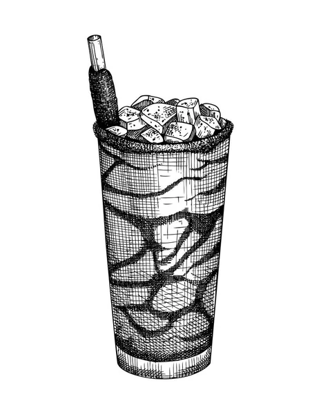 Холодний Літній Напій Свіжими Скибочками Манго Гострим Соусом Векторні Ілюстрації — стоковий вектор