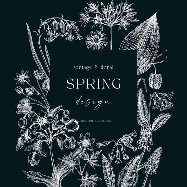 スプリングリースのデザイン ワイルドフラワーは花のカード 結婚式の招待状 野生の花の背景をスケッチします 手描きのベクトルイラスト Aiで生成されていない ロイヤリティフリーストックベクター