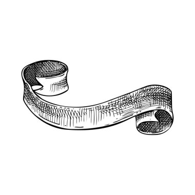 Rococo Ribbons skeci. Barok tasarım elementleri. Klasik fiyonk. Viktorya dönemi el yapımı illüstrasyon. Yapay zeka oluşturulmadı