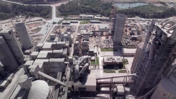 Çimento Üretim Tesisi Yapıları Çimento Fabrikasının Hava Manzarası Endüstriyel Girişimin — Stok video