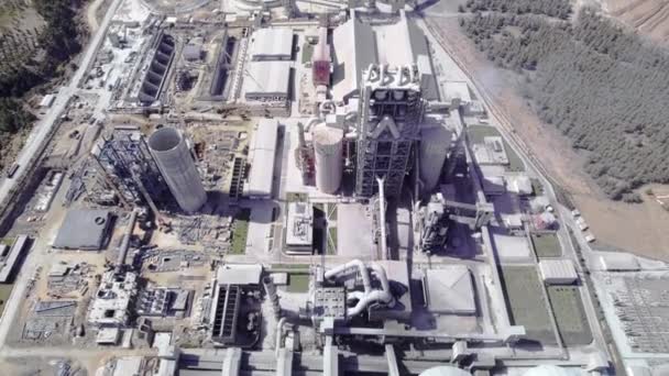 Structures Cement Producing Plant Aerial View Huge Industrial Factory — Vídeo de Stock