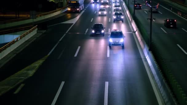 Evening Rush Hour Cars Driving Night Motorway — Stock Video