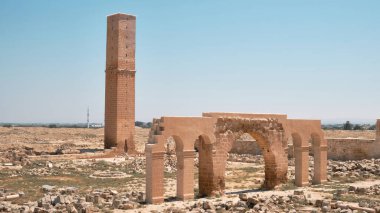 Restored remains of Harran University. Ancient arch ruins in one of the oldest settlements in the world located in Upper Mesopotamia, Sanliurfa province, Turkey