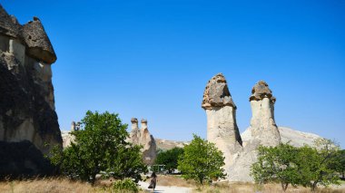 Pasa Baglari Müzesi 'ndeki peri bacaları ve Kapadokya' daki harabeler. UNESCO Dünya Mirası sitesi. Nevsehir, Türkiye
