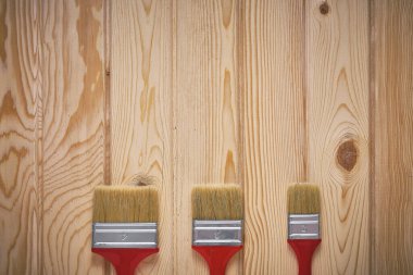 Üç yeni boyut fırça ahşap arkaplan düz fotokopi alanı