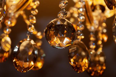 Oval and round shape crystal pendants for electric modern chandelier close-u