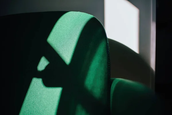 Abstraktes Grünes Sesseldetail Mit Weißem Faden Genäht — Stockfoto