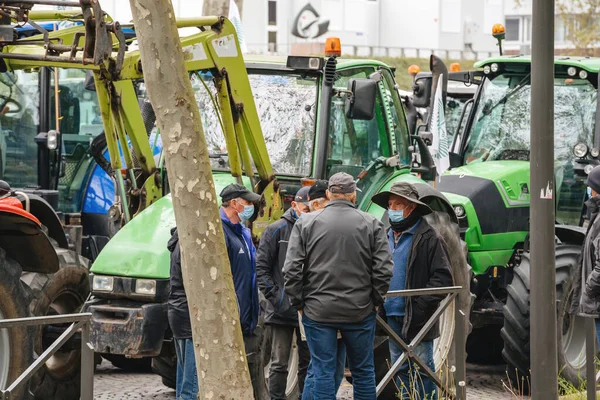 フランスのストラスブール 4月30 2021 ブリュッセルで行われているCap交渉に圧力をかけるために欧州理事会の前で農家の抗議 — ストック写真