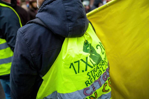 Страсбург Франция Января 2023 Года Желтый Жилет Знак Протеста Против — стоковое фото