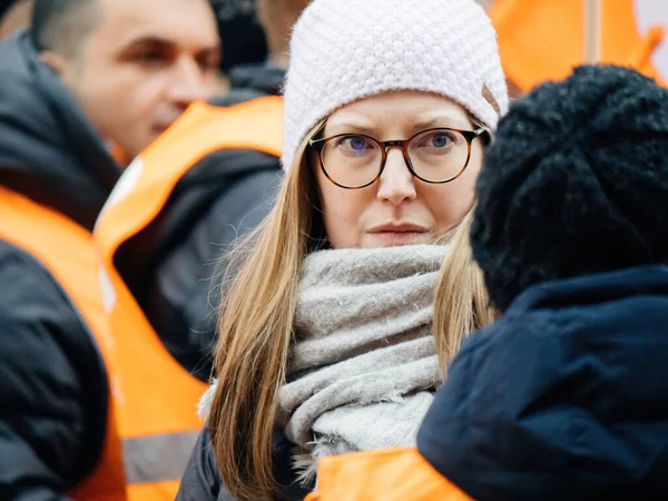 Strasbourg France January 2023 Portarit Woman Wearing Glasses Second Demonstration — стокове фото