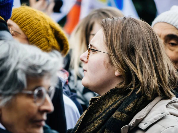 Strasbourg France January 2023 Side View French Woman Second Demonstration — 图库照片