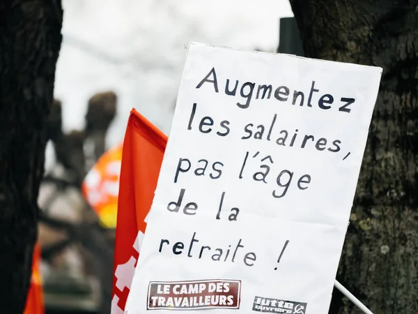 Strasbourg Frankrig Januar 2023 Forhøjelse Lønningerne Uden Pensionsalder Demonstration Mod - Stock-foto