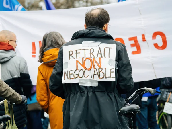 Strasbourg France January 2023 Retirement Negociable Palcard Second Demonstration New — Foto de Stock
