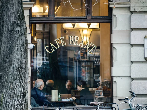 Strasbourg France January 2023 People Sitting Insde Cafe Brant Iconic — Stockfoto