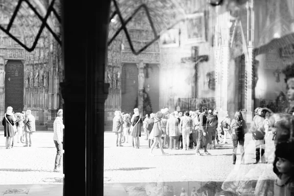 Στρασβούργο Γαλλία Μαρ 2015 Ασπρόμαυρη Περίληψη Καθεδρικός Ναός Notre Dame — Φωτογραφία Αρχείου