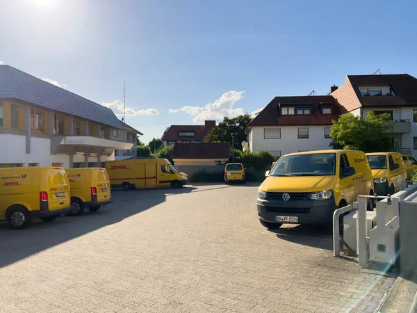 Germany May 2022 Multiple Deutsche Post Yellow Post Delivery Van — Stock Photo, Image
