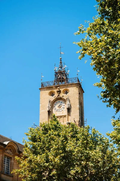 View Place Square Lhotel Ville Majestic Clock Tower Town Hall — Stock Photo, Image