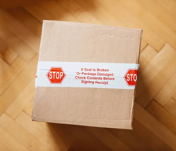Stop Als Zegel Verbroken Inhoud Van Verpakking Beschadigd Controleer Inhoud — Stockfoto