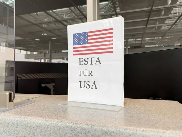 Airport Counter Inviting Passengers Process Travel Authorizations Electronic System Esta — Stock Photo, Image