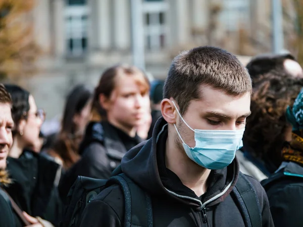 Strasborg France Mar 2023 Adults Young People Wearing Protective Masks — Stock Photo, Image