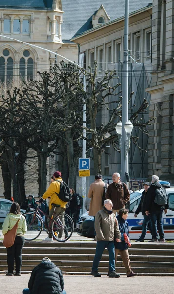 Štrasburk Francie Března 2023 Rušné Náměstí Srdci Evropy Plné Lidí — Stock fotografie