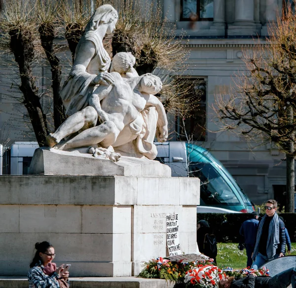 Štrasburk Francie Března 2023 Památník Morts Štrasburku Francii Ohromujícím Ztvárněním — Stock fotografie