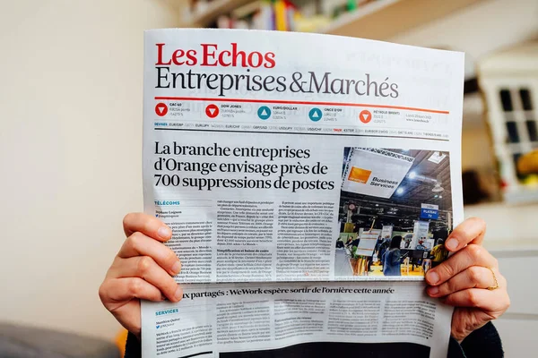 Paris France Mar 2023 Close Les Echos French Newsping Info — стокове фото