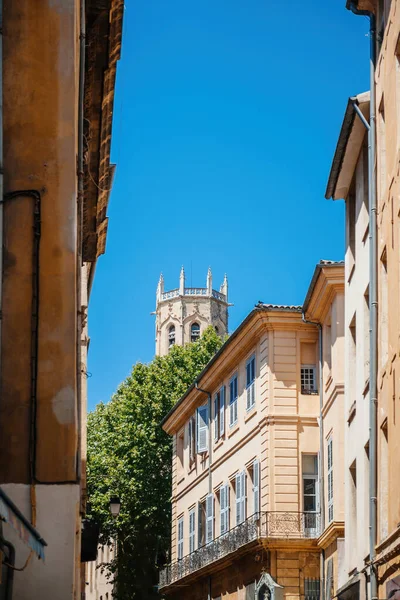 Majestic Cathedrale Saint Sauveur Daix Provence Stands Proudly Bright Blue — Stock Photo, Image