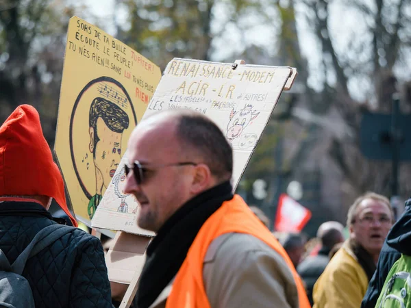 Straßburg Frankreich März 2023 Eine Gruppe Von Demonstranten Auf Den — Stockfoto