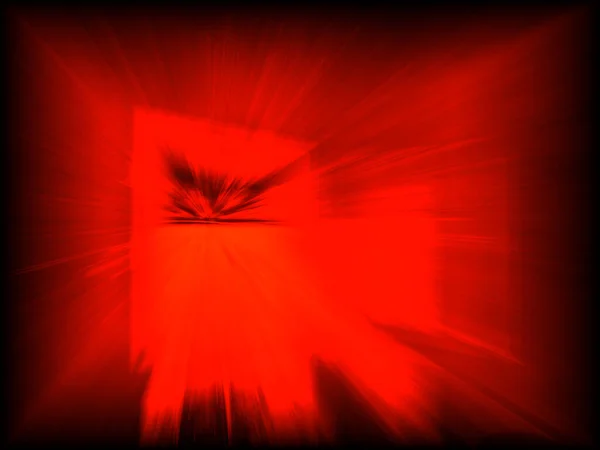 一种抽象的数字效应从现代爆炸的开阔视野中辐射出来 用明亮的红光加热外部 — 图库照片