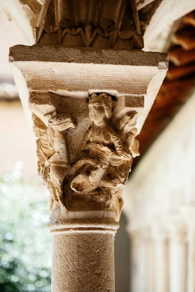 位于法国普罗旺斯的圣索维尔大教堂壮观的景色 圣玛丽和骆驼的宏伟的地下室雕塑展示了古代建筑和工艺 — 图库照片