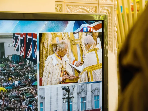 Παρίσι Γαλλία Μαΐου 2023 Βασιλιάς Κάρολος Ορκίζεται Επίσημα Χέρια Και — Φωτογραφία Αρχείου