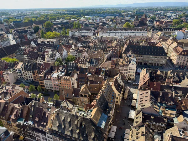 Αεροφωτογραφία Κατοικημένης Περιοχής Στο Στρασβούργο Αλσατία Αποκαλύπτει Μοναδική Προοπτική Των — Φωτογραφία Αρχείου