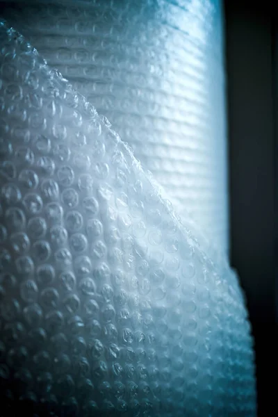 Makro Närbild Stor Rulle Luftbubblor Förpackningsfilm Förmedlar Begreppet Säkert Och — Stockfoto