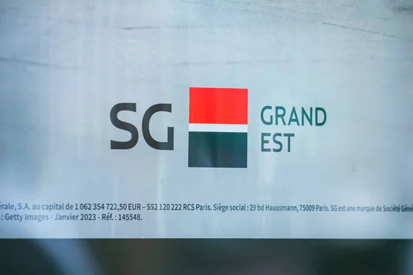 Iconico Logo Bancario Societe Generale Rosso Nero Pende Orgogliosamente Grande — Foto Stock
