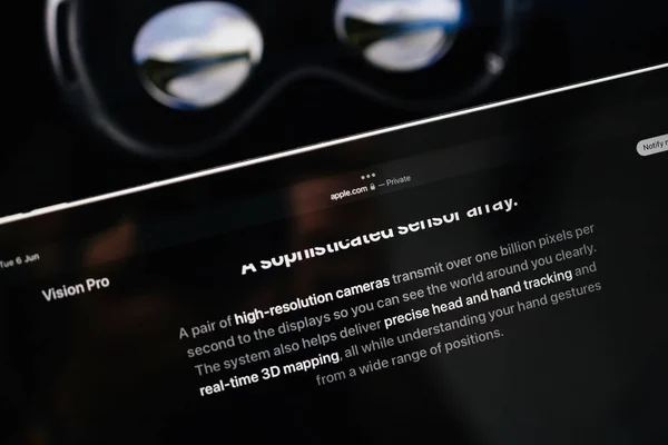 Paris Frankrike Jun 2023 Beskrivning Sensorer Apples Webbsida Ipad Pro — Stockfoto