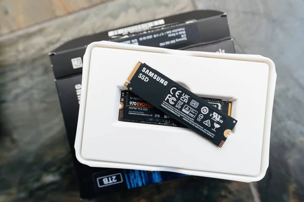 Frankfurt Germany Jun 2023 View Two Nvme Ssd Unboxing Samsung — Stock Photo, Image