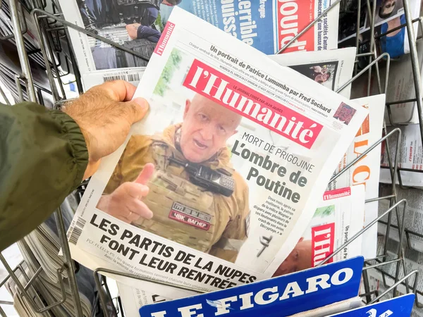 Paris France Aug 2023 French Lhumanite Newspaper Cover Worldwide Press — Stock Photo, Image