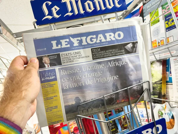 Paris France Aug 2023 French Figaro Front Page Tilte What — Stock Photo, Image