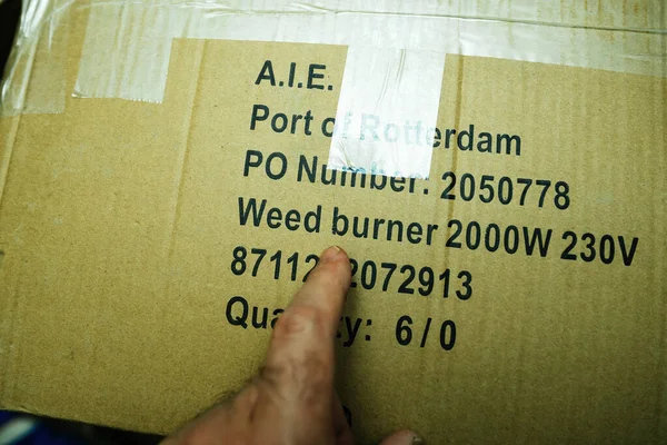 Paris France Apr 2023 Weed Burner Text Cardboard Box Accentuated — Stock Photo, Image