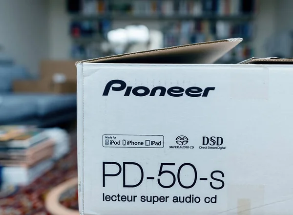 Hamburg Germany Jul 2023 Unboxing Process Pioneer Super Audio Player — Stock Photo, Image